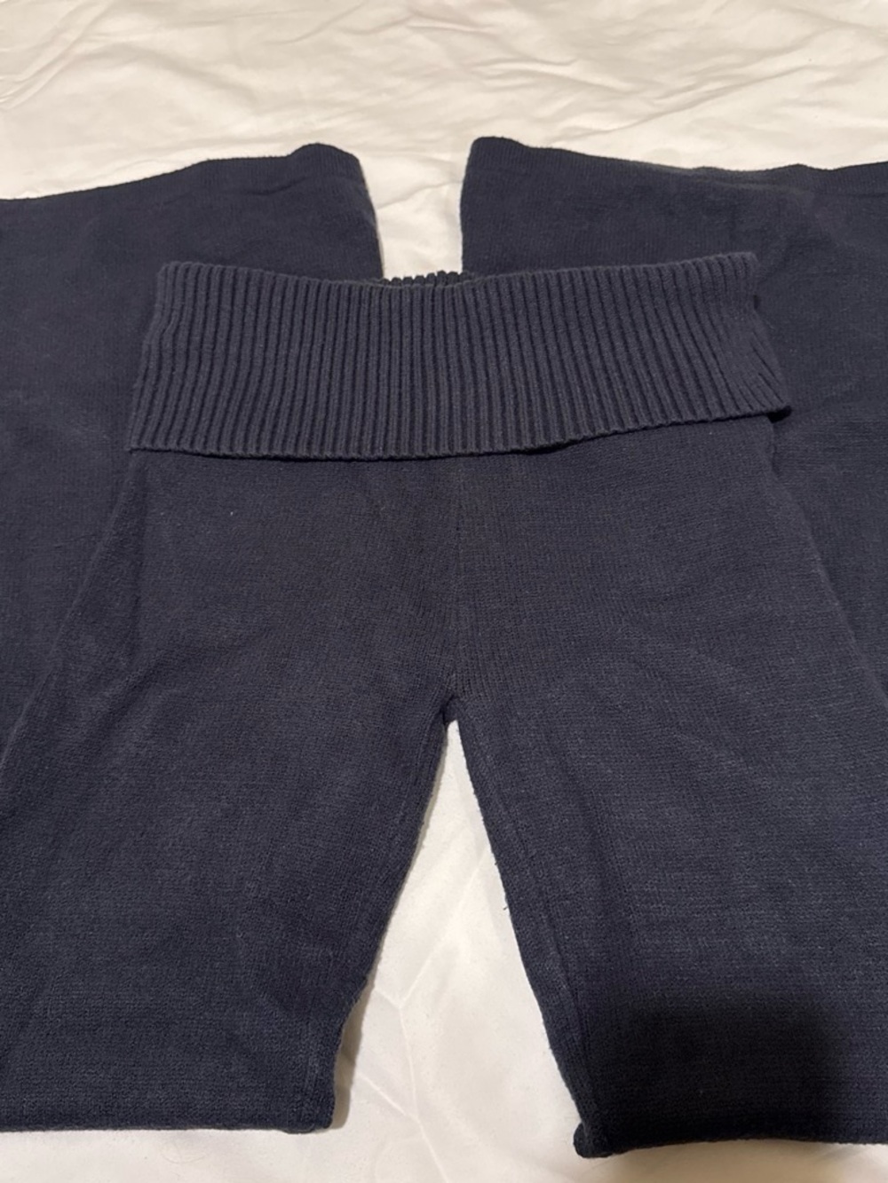 Edikted Gray Fold-Over Waist Knit flare Leggings